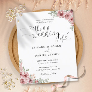 Convite de Casamento Floral Rosa Po dusty Orçament