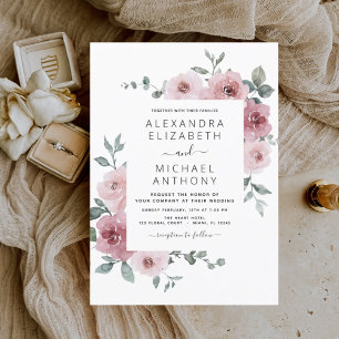 Convite de Casamento Floral Rosa Poeira Orçamento
