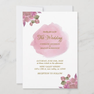 Convite de Casamento Floral Rosa Poeirento Elegant