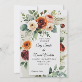 Convite de Casamento Floral Rosa Romântico