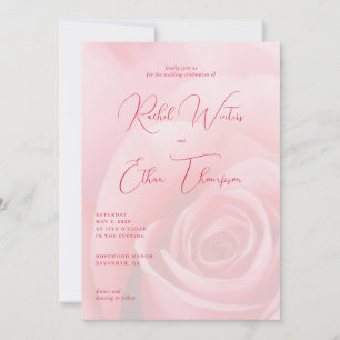Convite de Casamento Floral Rosa Romântico