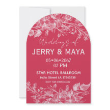 Convite de Casamento Floral Rosa Romântico Elegant