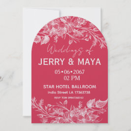 Convite de Casamento Floral Rosa Romântico Elegant