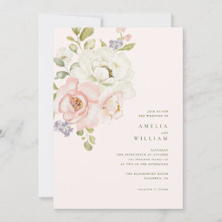 Convite de Casamento Floral Rosa Tenro