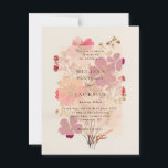 Convite de Casamento floral Rosa Vermelho Pression<br><div class="desc">Desenho de Casamento floral Rosa Vermelho Pressionado e Creme</div>