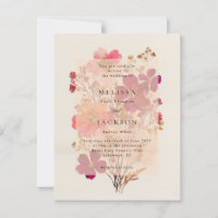 Convite de Casamento floral Rosa Vermelho Pression