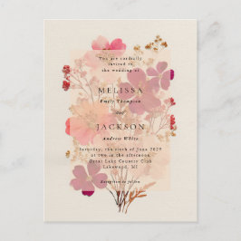 Convite de Casamento floral Rosa Vermelho Pression