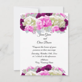 Convite de Casamento Floral Rosas e Peônias Rosa