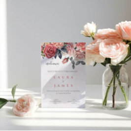 Convite de Casamento Floral Rosas Vermelhas e Bege