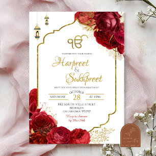 Convite de Casamento Floral Rosas Vermelhas Ik Onk