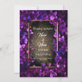 Convite de casamento floral roxo