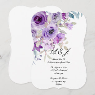 convite de casamento floral roxo