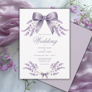 Convite de Casamento Floral Roxo e com Laço Elegan