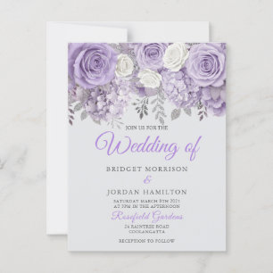Convite de casamento Floral Roxo Elegante com Spar