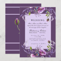 Convite de Casamento Floral Roxo Fundo Estilo Indi