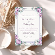Convite de Casamento Floral Roxo Lavanda