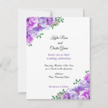 Convite de Casamento Floral Roxo Minimalista