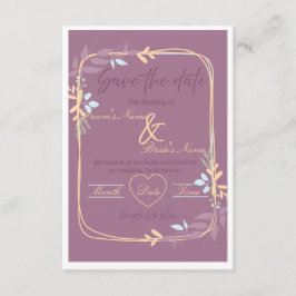 Convite de Casamento Floral Roxo Real e Dourado
