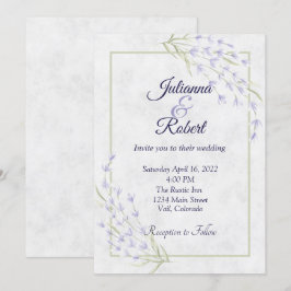 Convite de casamento floral roxo simples