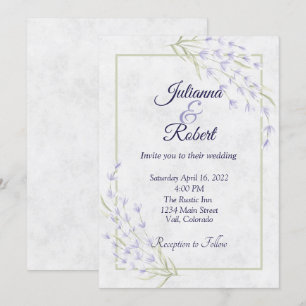 Convite de casamento floral roxo simples