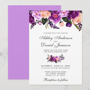 Convite De Casamento Floral Roxo Ultra Violet VB