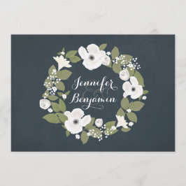 convite de casamento Floral Russo marinho