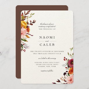 Convite De Casamento Floral Rustic Autumn
