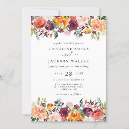 Convite De Casamento Floral Rustic Autumn