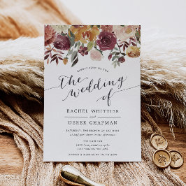 Convite De Casamento Floral Rustic Bloom Watercolo
