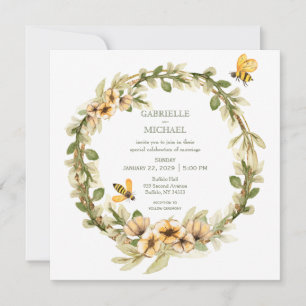 Convite De Casamento Floral Rustic Bumble Bee