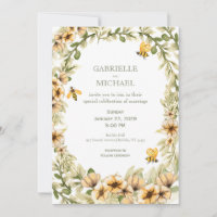Convite De Casamento Floral Rustic Bumble Bee