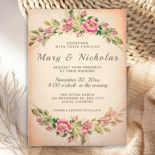 Convite De Casamento Floral Rustic Elegant Vintage