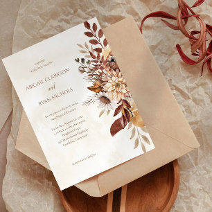 Convite De Casamento Floral Rustic Fall