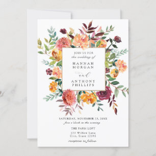 Convite de Casamento Floral Rustic Watercolor