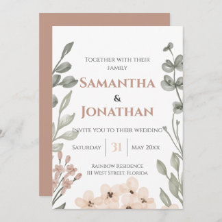 Convite De Casamento Floral Rustic Watercolor