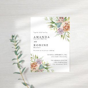 Convite De Casamento Floral Rustic Watercolor