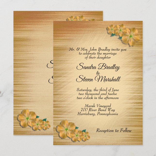 Convite de Casamento Floral Rústico (Frente/Verso)