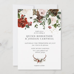 Convite de Casamento Floral Rústico Boho Botânic