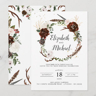 Convite de Casamento Floral Rústico Boho Botânic