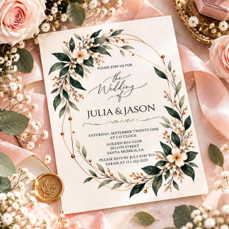 Convite de Casamento Floral Rústico com Verdura