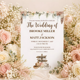Convite de Casamento Floral Rústico de Voz Suave