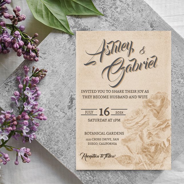 Convite de Casamento Floral Rústico Elegante (Elegant Rustic Floral Wedding Invitation Design)