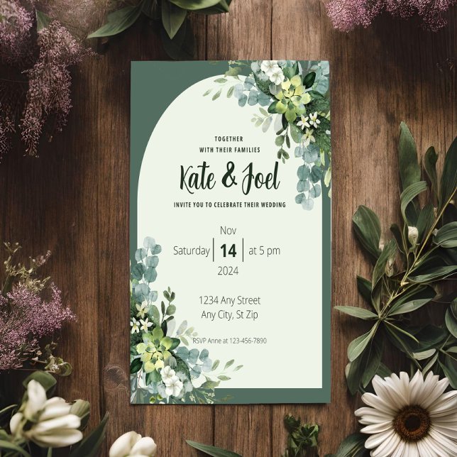 Convite de Casamento Floral Rústico Simples (Criador carregado)