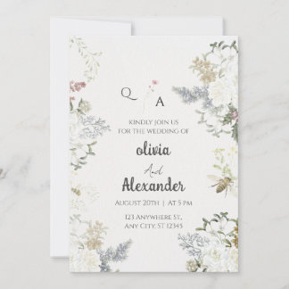 Convite de Casamento Floral Rústico Vintage
