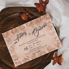Convite de Casamento Floral Rústico Vintage