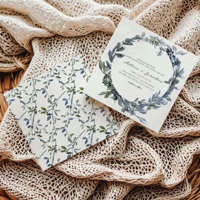 Convite de Casamento Floral Sage Silver Green (Criador carregado)