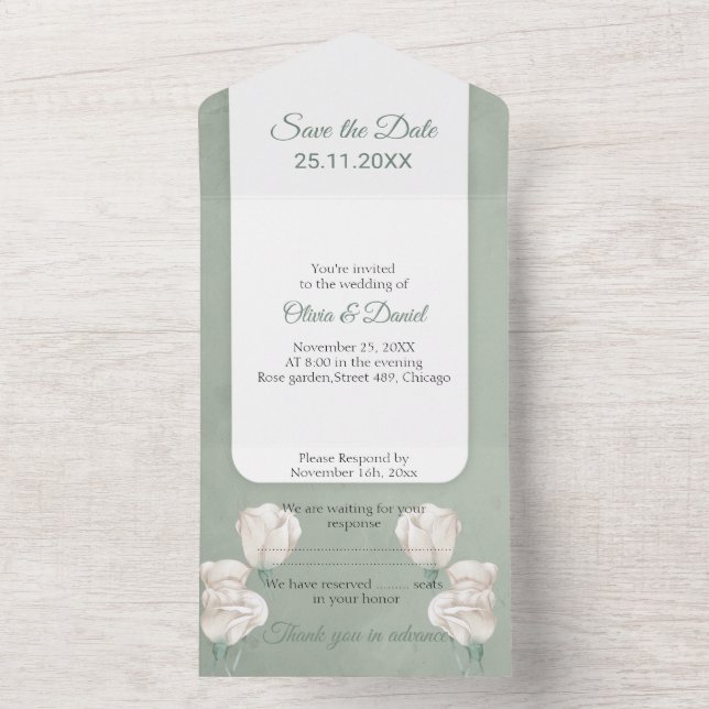 Convite de casamento Floral Salvar a data (Interno)