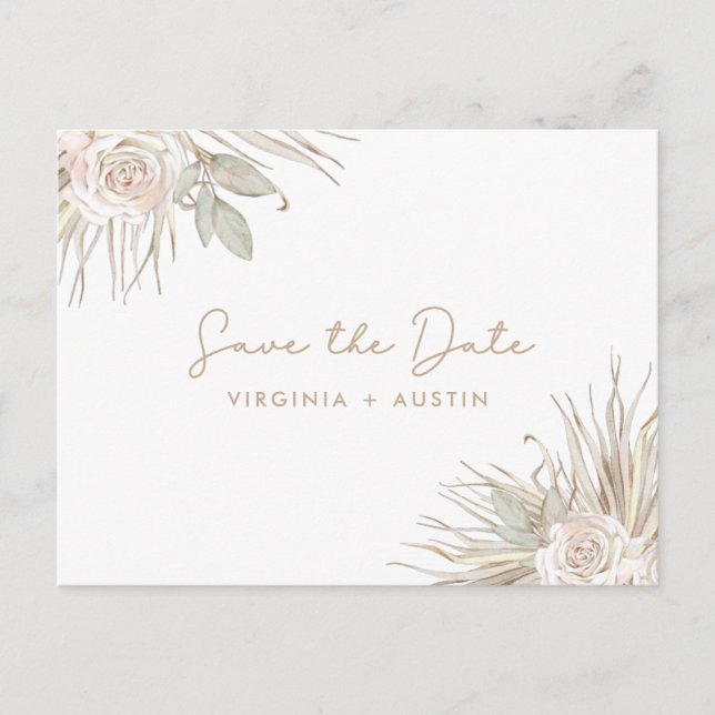 Convite de Casamento Floral Save The Date (Frente)
