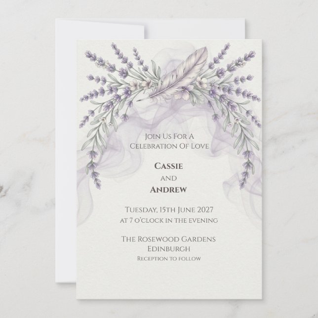 Convite de Casamento Floral Seco de Grama das Pamp (Frente)