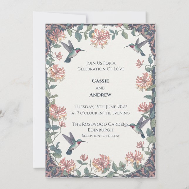 Convite de Casamento Floral Seco de Grama das Pamp (Frente)